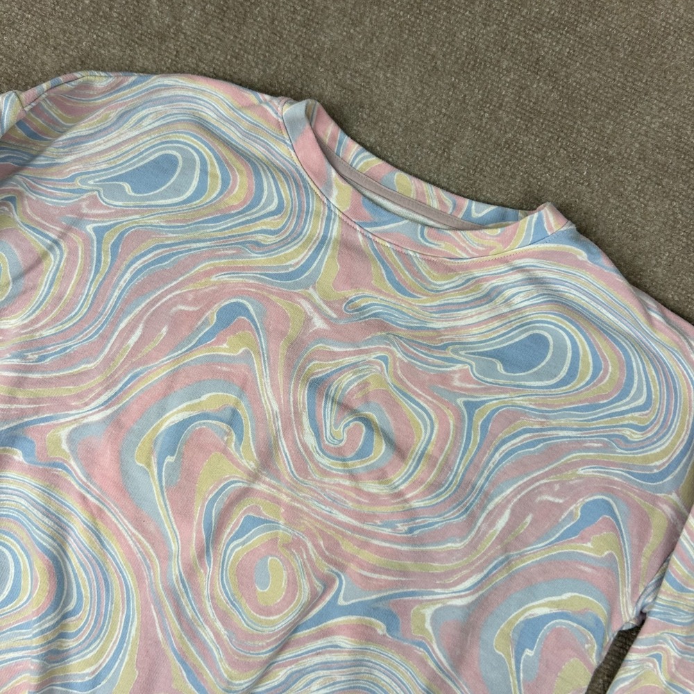 Xersion Sweatshirt Women Large Multicolor Marble Swirl Cotton French Terry Lined